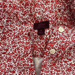 J.Crew Red Floral Button-Up Dress